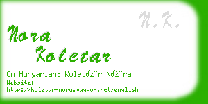 nora koletar business card